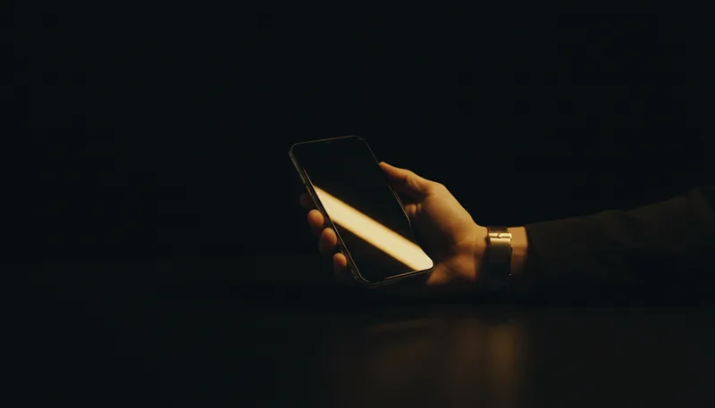 Celular de tela apagada refletindo luz âmbar, ilustrando a mídia paga no Meta e no Google