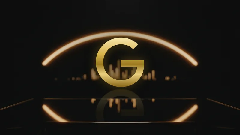 Símbolo do Google em dourado sob uma curva de crescimento desfocada, ilustrando o tráfego pago no Google