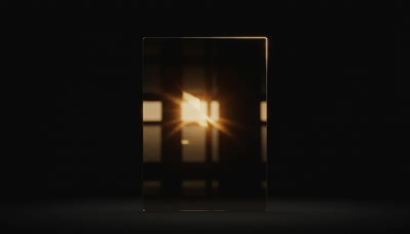 Vidro escuro refletindo um gráfico desfocado em âmbar, ilustrando o Portal PS Digital